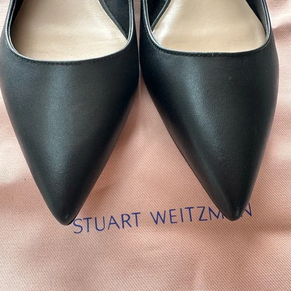 Stuart Weitzman Black Pointed-Toe Flats - Picture 5 of 8